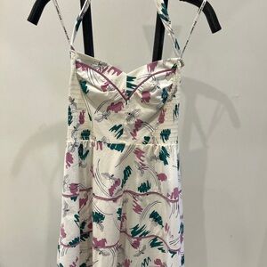Betsey Johnson White and Pink Midi Dress with Floral Print